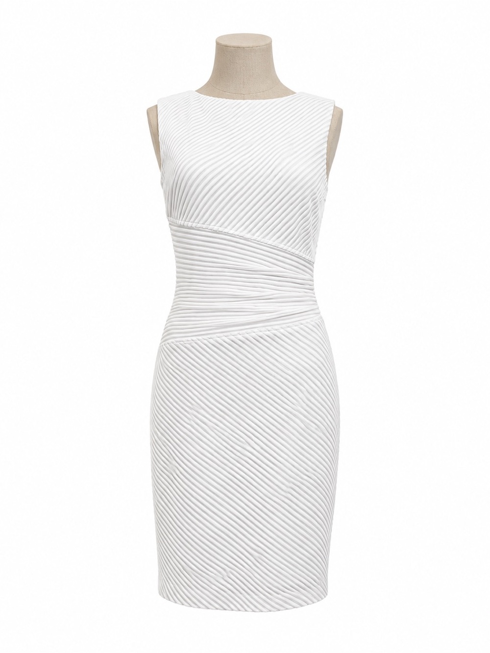 Cache White Textured Ribbed Sheath Dress - Picture 3 of 5